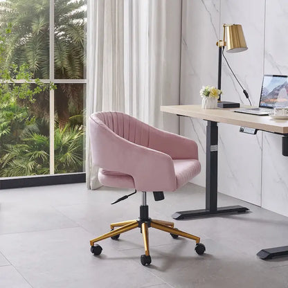 Modern Gold Office Chair Velvet Task Chair Swivel Height Adjustable Computer Chair