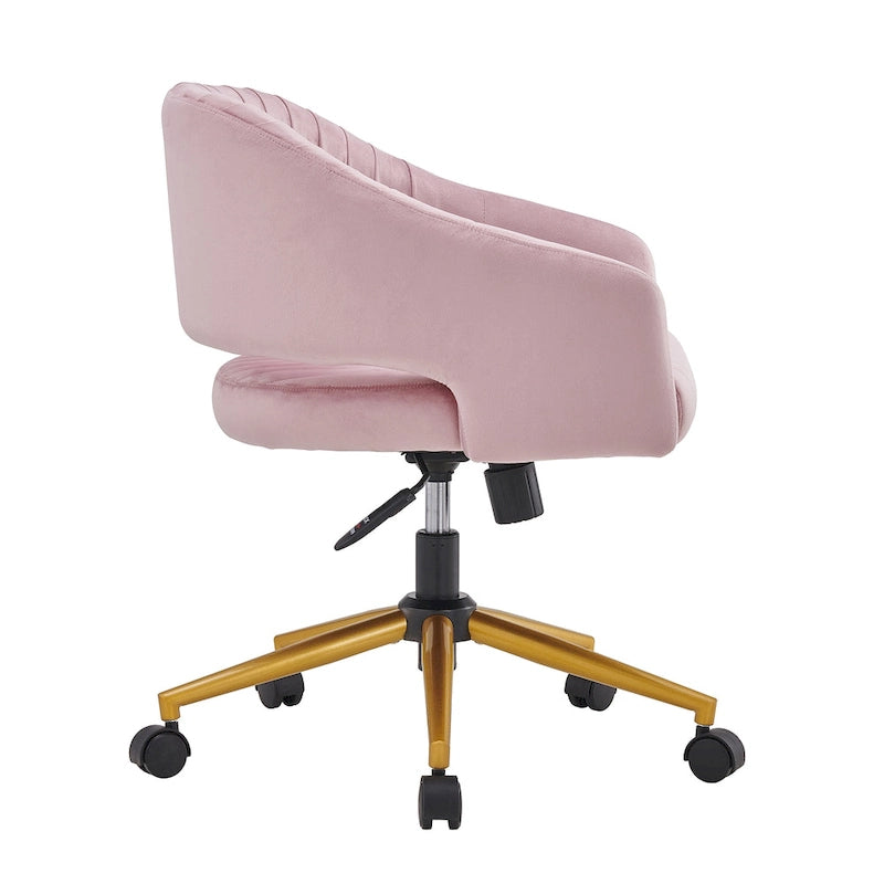 Modern Gold Office Chair Velvet Task Chair Swivel Height Adjustable Computer Chair