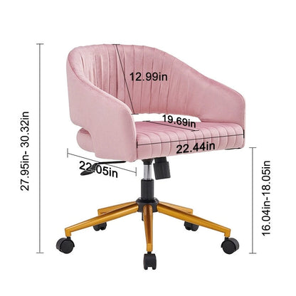 Modern Gold Office Chair Velvet Task Chair Swivel Height Adjustable Computer Chair