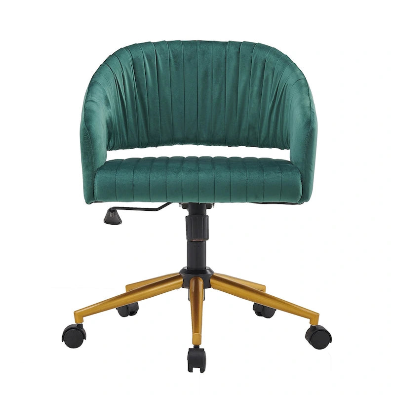 Modern Gold Office Chair Velvet Task Chair Swivel Height Adjustable Computer Chair