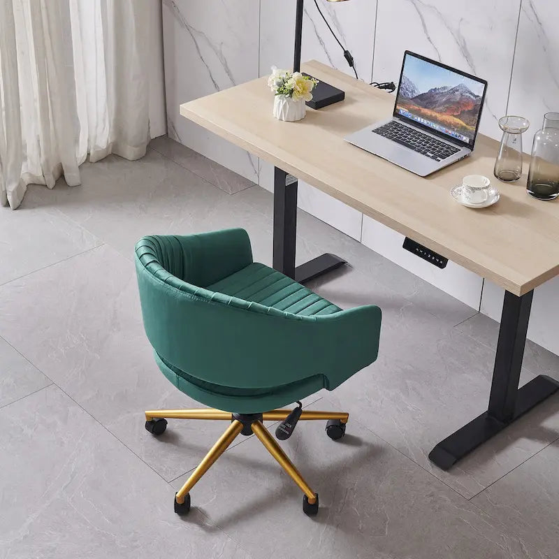 Modern Gold Office Chair Velvet Task Chair Swivel Height Adjustable Computer Chair