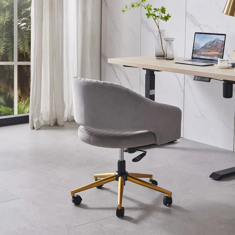 Modern Gold Office Chair Velvet Task Chair Swivel Height Adjustable Computer Chair