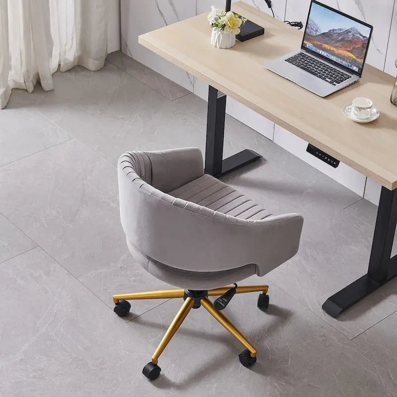 Modern Gold Office Chair Velvet Task Chair Swivel Height Adjustable Computer Chair