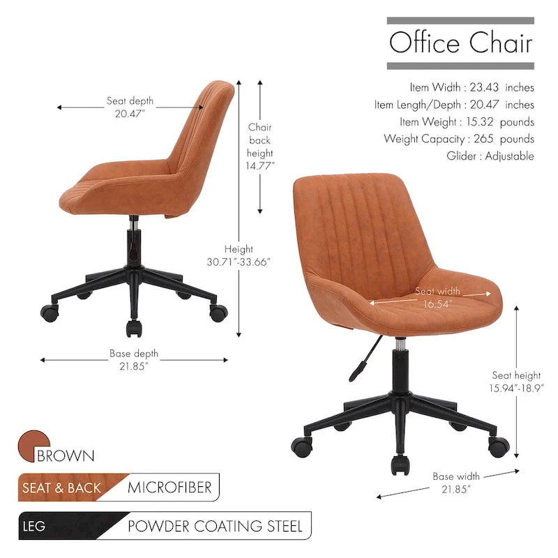 Porthos Home Cabe Swivel Office Computer Chair, Microfiber Upholstery