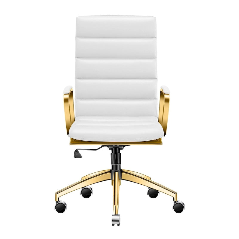 LUXMOD Office Chair Faux Leather Gold Frame Adjustable and Swivel