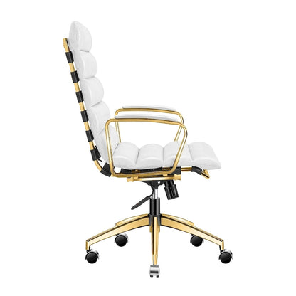 LUXMOD Office Chair Faux Leather Gold Frame Adjustable and Swivel