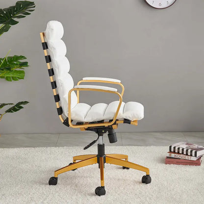 LUXMOD Office Chair Faux Leather Gold Frame Adjustable and Swivel