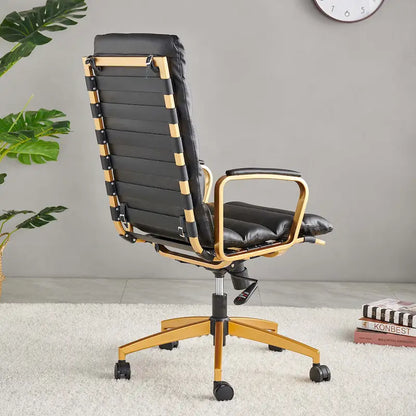 LUXMOD Office Chair Faux Leather Gold Frame Adjustable and Swivel