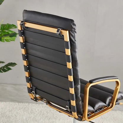 LUXMOD Office Chair Faux Leather Gold Frame Adjustable and Swivel