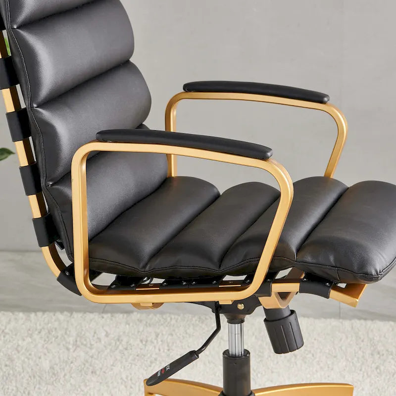LUXMOD Office Chair Faux Leather Gold Frame Adjustable and Swivel