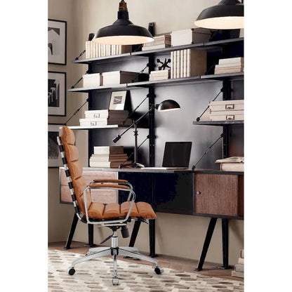 LUXMOD Office Chair Faux Leather Gold Frame Adjustable and Swivel