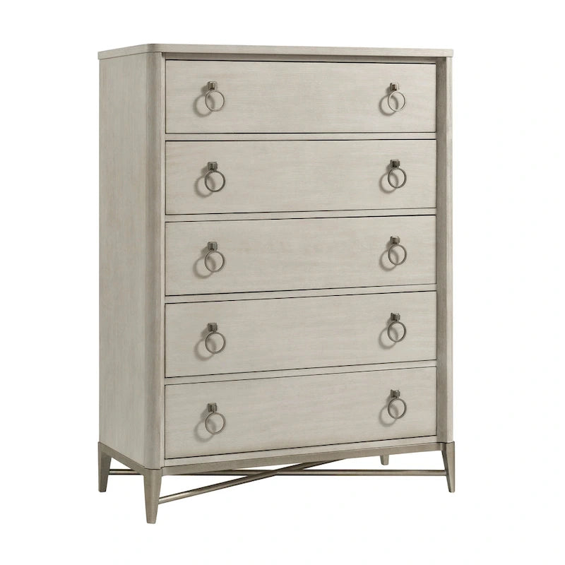 Roundhill Furniture Mantalia - Set camera da letto in legno massello, letto a pannelli, cassettiera, specchio, 2 comodini, comò e panca, Champagne