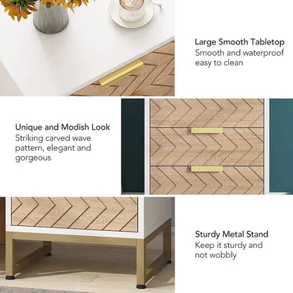 Modern Nightstand with 3 Drawers for Bedroom