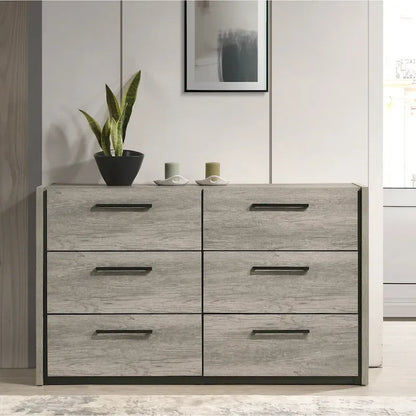 Mobili Roundhill Lenca Letto a scomparsa a parete con LED, comodini, cassettiera e specchio - Grigio invecchiato