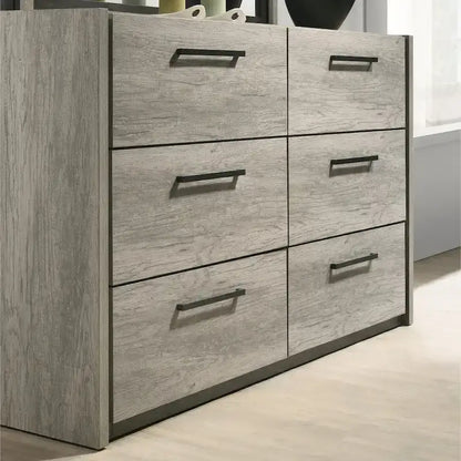 Mobili Roundhill Lenca Letto a scomparsa a parete con LED, comodini, cassettiera e specchio - Grigio invecchiato
