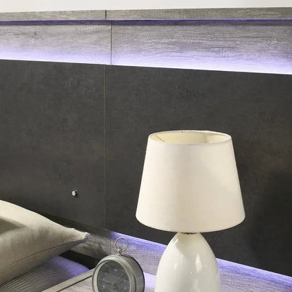 Mobili Roundhill Lenca Letto a scomparsa a parete con LED, comodini, cassettiera e specchio - Grigio invecchiato