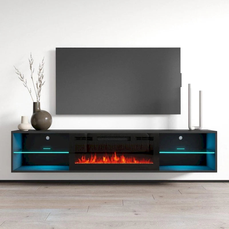Lima EF Wall Mounted Electric Fireplace 72  TV Stand