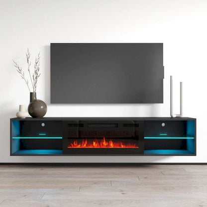Lima EF Wall Mounted Electric Fireplace 72  TV Stand