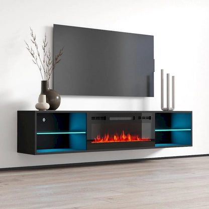 Lima EF Wall Mounted Electric Fireplace 72  TV Stand
