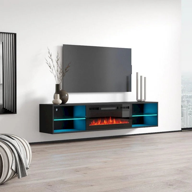 Lima EF Wall Mounted Electric Fireplace 72  TV Stand