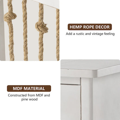 COSIEST Distressed White End Table with Drawer - 14 D x 18 W x 26.4 H