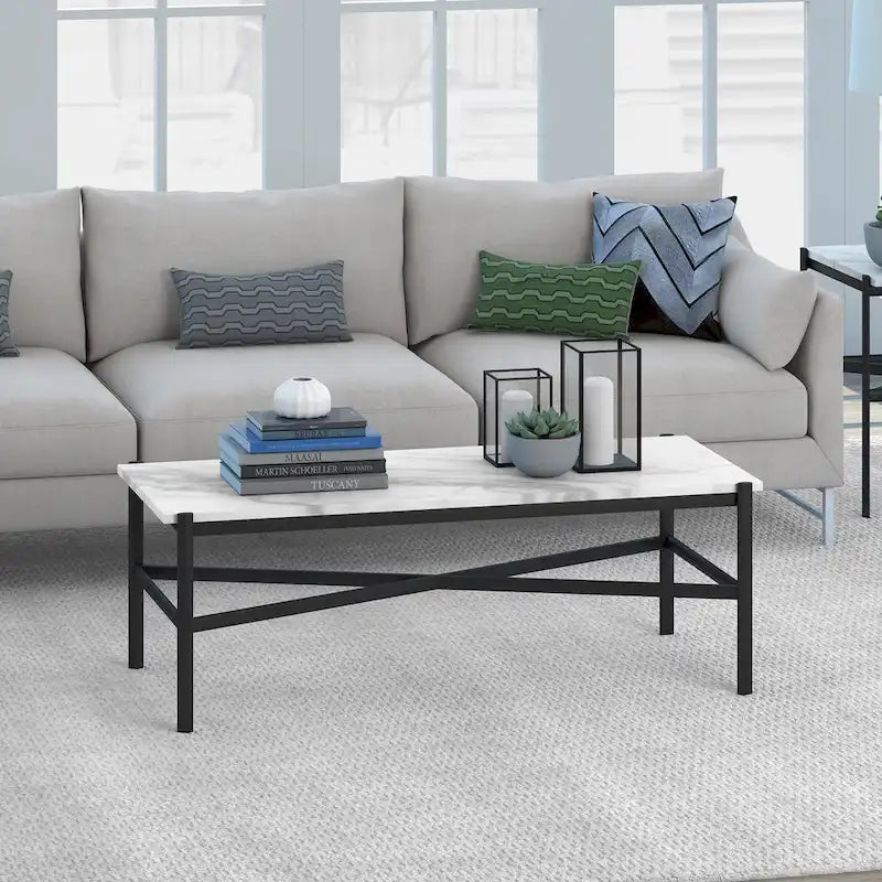 Silver Orchid Nestor Blackened Bronze Marble Coffee Table