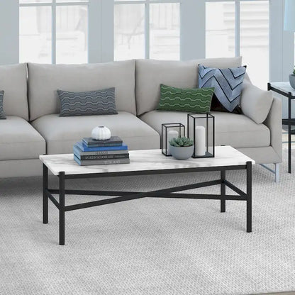 Silver Orchid Nestor Blackened Bronze Marble Coffee Table