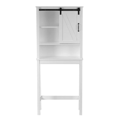 Mobiletto da bagno salvaspazio da sopra il WC in legno MDF bianco stile rustico