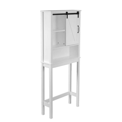 Mobiletto da bagno salvaspazio da sopra il WC in legno MDF bianco stile rustico