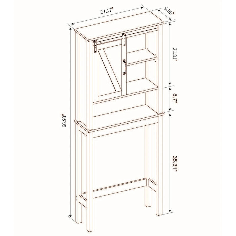 Mobiletto da bagno salvaspazio da sopra il WC in legno MDF bianco stile rustico
