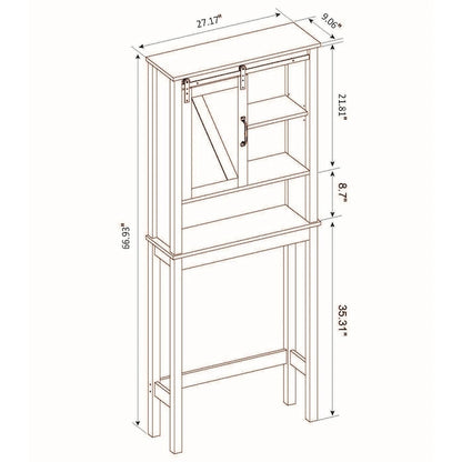 Mobiletto da bagno salvaspazio da sopra il WC in legno MDF bianco stile rustico