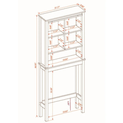Mobiletto da bagno salvaspazio da sopra il WC in legno MDF bianco stile rustico