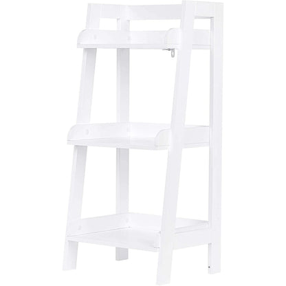 UTEX 3-Tier Ladder Shelf, Bathroom Shelf Freestanding, 3-Shelf Spacesaver Open Wood Shelving Unit, Ladder Shelf (White)