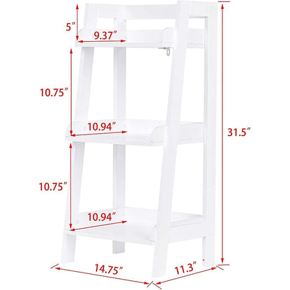 UTEX 3-Tier Ladder Shelf, Bathroom Shelf Freestanding, 3-Shelf Spacesaver Open Wood Shelving Unit, Ladder Shelf (White)