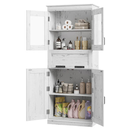Bathroom Cabinet, Tall Kitchen Pantry Cabinet with Doors and Adjustable Shelf