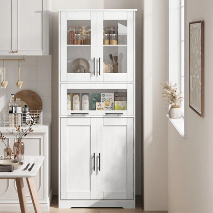 Bathroom Cabinet, Tall Kitchen Pantry Cabinet with Doors and Adjustable Shelf