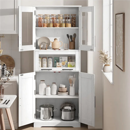 Bathroom Cabinet, Tall Kitchen Pantry Cabinet with Doors and Adjustable Shelf