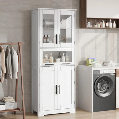 Bathroom Cabinet, Tall Kitchen Pantry Cabinet with Doors and Adjustable Shelf