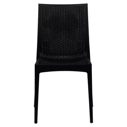 LeisureMod Mace Mid-Century 7-Piece Rectangular Outdoor Dining Set with 4 Side Chairs and 2 Armchairs