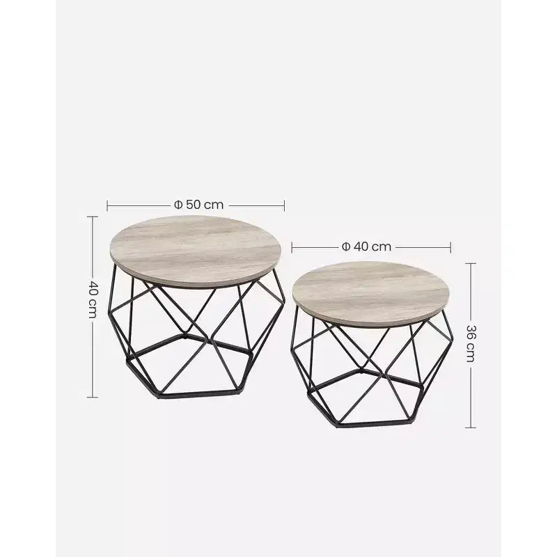 Small Round Coffee Table Set of 2 End Table for Living Room Bedroom Office