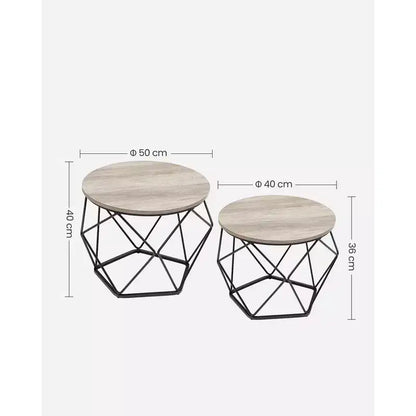 Small Round Coffee Table Set of 2 End Table for Living Room Bedroom Office