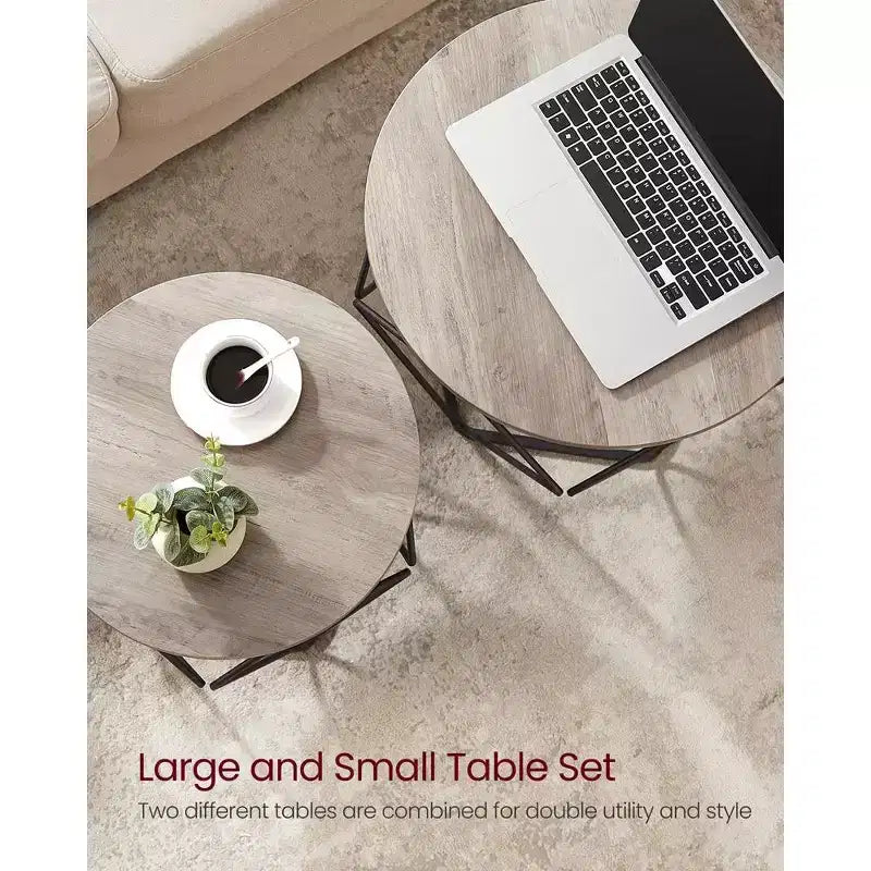 Small Round Coffee Table Set of 2 End Table for Living Room Bedroom Office