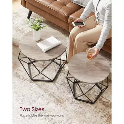 Small Round Coffee Table Set of 2 End Table for Living Room Bedroom Office