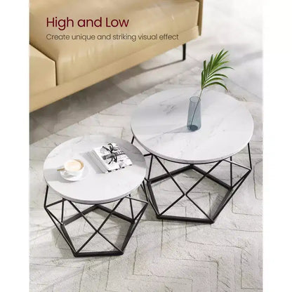 Small Round Coffee Table Set of 2 End Table for Living Room Bedroom Office