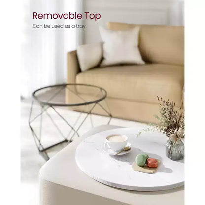 Small Round Coffee Table Set of 2 End Table for Living Room Bedroom Office