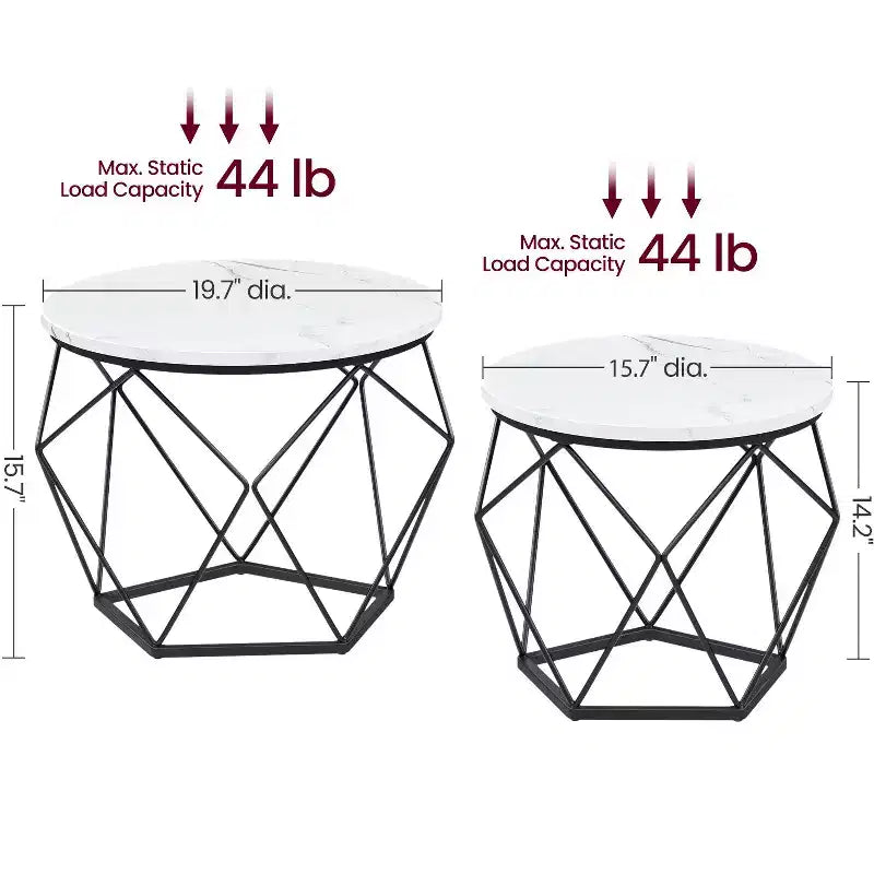 Small Round Coffee Table Set of 2 End Table for Living Room Bedroom Office