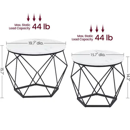 Small Round Coffee Table Set of 2 End Table for Living Room Bedroom Office