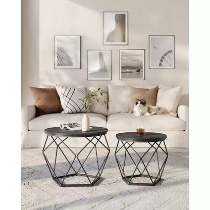 Small Round Coffee Table Set of 2 End Table for Living Room Bedroom Office
