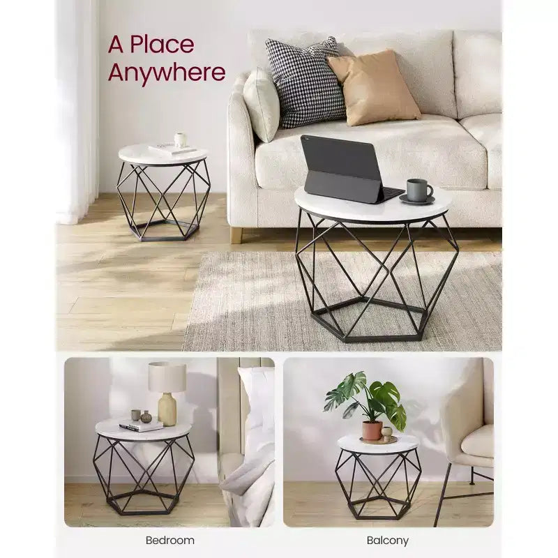 Small Round Coffee Table Set of 2 End Table for Living Room Bedroom Office
