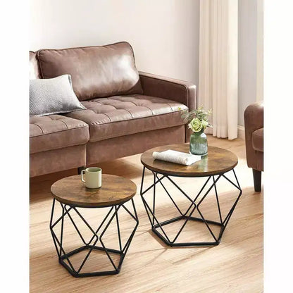 Small Round Coffee Table Set of 2 End Table for Living Room Bedroom Office